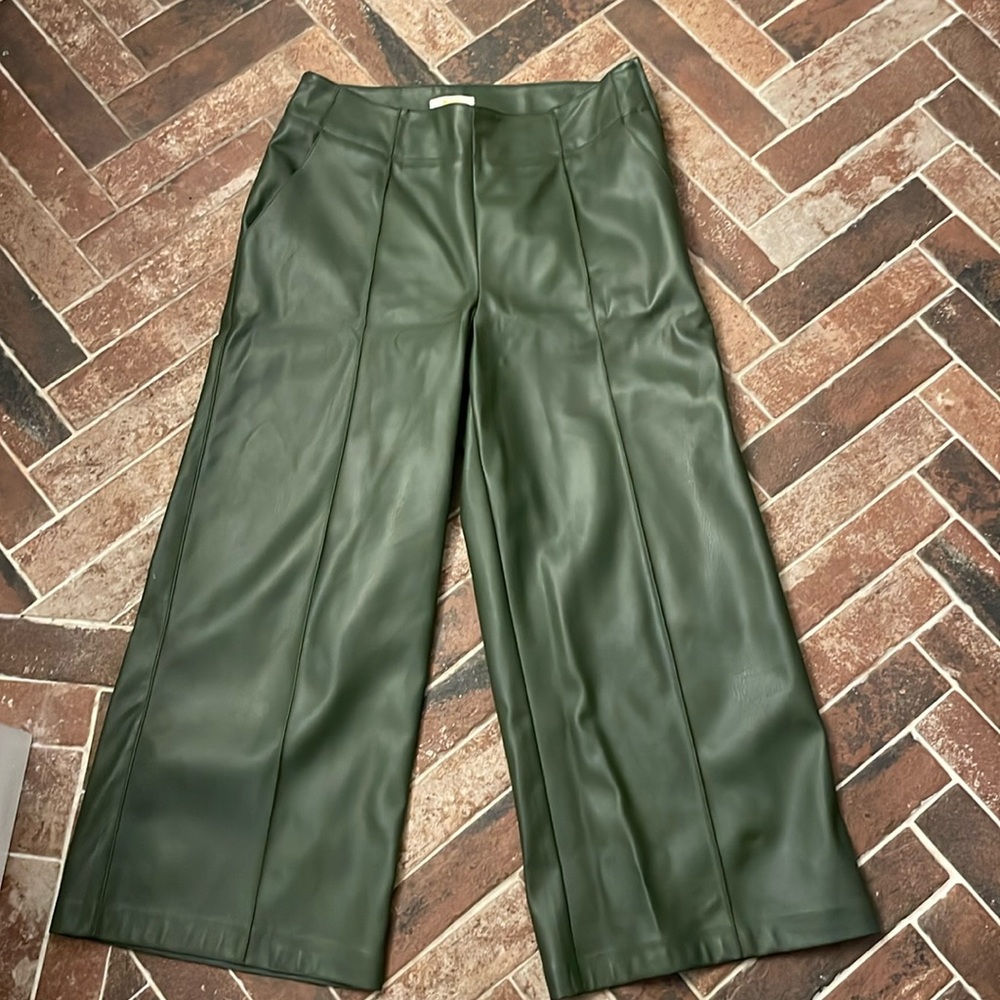 Anthropologie (Maeve) green pleather pants, size 8